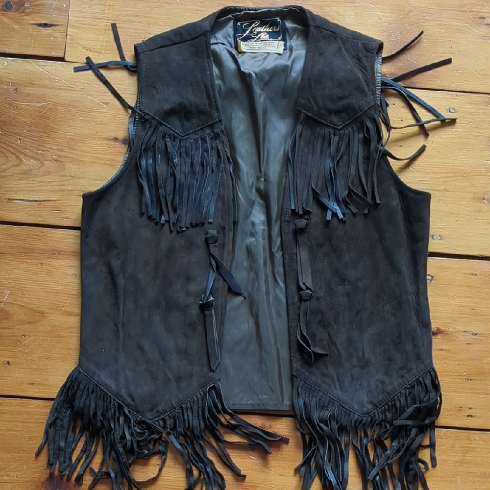 VTG Brown Suede Vest with Fringe